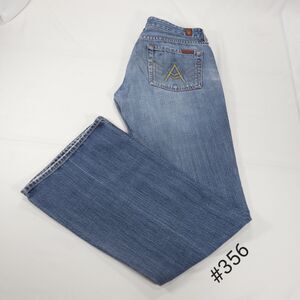 7 For All Mankind A pocket Medium Wash Button Zip Jeans Womens Size 29 Blue